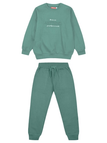unisex φούτερ φόρμα με τύπωμα - φυστικι 12-123183-0 σε προσφορά