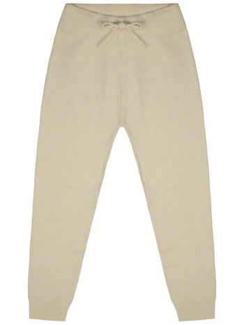 πλεκτό μονόχρωμο παντελόνι με κορδόνι για κορίτσι - εκρού