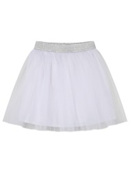 μονόχρωμη φούστα με τούλι και ασημί λάστιχο για κορίτσι - λευκό 16-101200-3-10-etwn-leyko