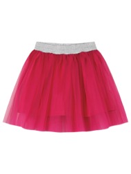 μονόχρωμη φούστα με τούλι και ασημί λάστιχο για κορίτσι - φουξ 16-101200-3-10-etwn-foyx
