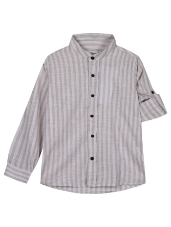 παιδικό ριγέ πουκάμισο για καλό ντύσιμο για αγόρι - μπεζ