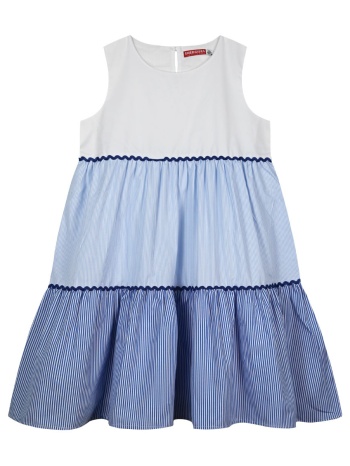 παιδικό αμάνικο ριγέ φόρεμα για κορίτσι - λευκό