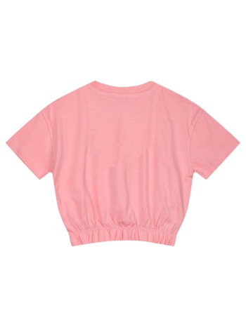 παιδική μπλούζα κροπ με τύπωμα για κορίτσι - flamingo pink
