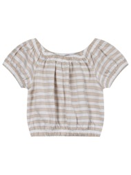 παιδική ριγέ μπλούζα κροπ για κορίτσι - μπεζ 16-224242-5-14-etwn-mpez