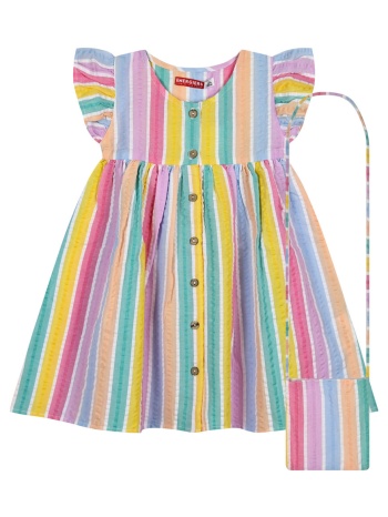 παιδικό φόρεμα ριγέ με ασορτί τσάντα για κορίτσι
