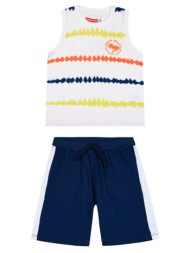 παιδικό σετ μακό 2 τεμάχια με αμάνικη μπλούζα με τύπωμα για αγόρι - μπλε 12-224192-0-5-etwn-mple