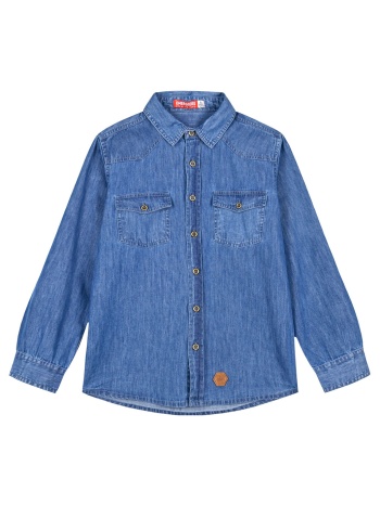 παιδικό τζην πουκάμισο με για αγόρι - μπλε τζην