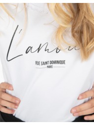 μπλούζα με τύπωμα l amour - λευκό 16-223216-5-14-etwn-leyko