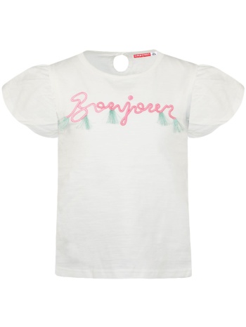 μπλούζα με τύπωμα bonjour - λευκό 15-222311-5-5-etwn-leyko