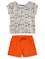 παιδικό σετ 2 τεμάχια με εμπριμέ μπλούζα για κορίτσι - πορτοκαλί 15-224394-0-5-etwn-portokali