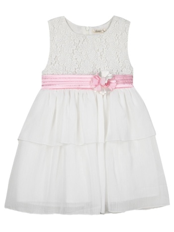 παιδικό αμάνικο φόρεμα με ασορτί στέκα για κορίτσι - λευκό