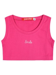 παιδική μπλούζα κροπ με τύπωμα γκλίτερ για κορίτσι - φουξ 15-224337-5-14-etwn-foyx