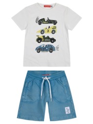 παιδικό σετ αχνούδιαστο φούτερ 2 τεμάχια με τύπωμα στην μπλούζα για αγόρι - γαλαζιο 12-224140-0-6-et
