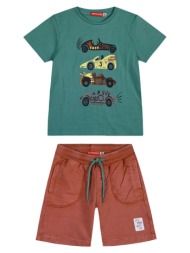 παιδικό σετ αχνούδιαστο φούτερ 2 τεμάχια με τύπωμα στην μπλούζα για αγόρι - κεραμιδι 12-224140-0-5-e
