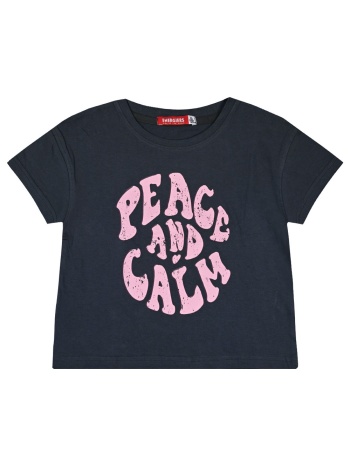 παιδική μπλούζα κροπ με τύπωμα για κορίτσι - ανθρακι