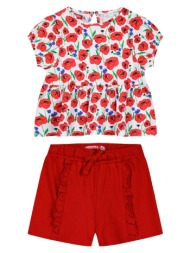 παιδικό σετ 2 τεμάχια με φλοράλ μπλούζα για κορίτσι - κοκκινο 15-224392-0-5-etwn-kokkino