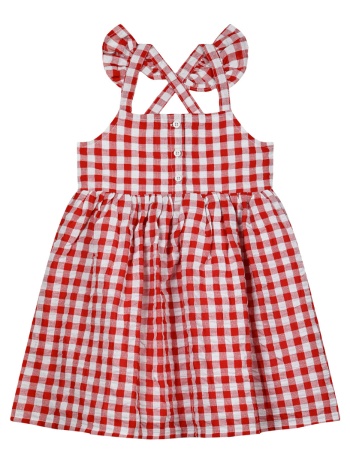 παιδικό αμάνικιο καρό φόρεμα για κορίτσι - κοκκινο