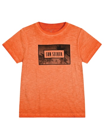 μακό κοντομάνικη μπλούζα με τύπωμα για αγόρι - πορτοκαλί