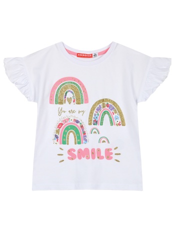 παιδική μπλούζα με τύπωμα γκλίτερ για κορίτσι - λευκό