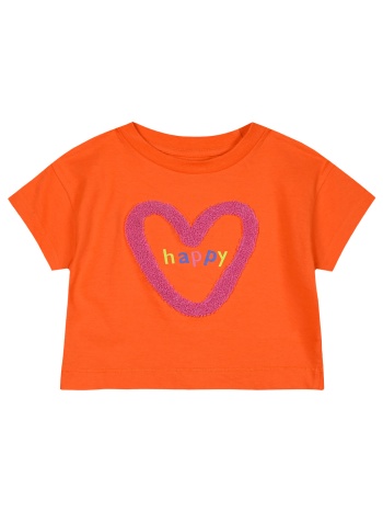 παιδική μπλούζα κροπ με τύπωμα για κορίτσι - πορτοκαλί