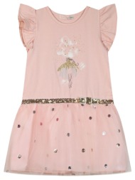 παιδικό φόρεμα με τύπωμα με γκλίτερ για κορίτσι - σομόν 15-224326-7-4-etwn-somon
