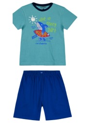 παιδική πιτζάμα 2 τεμάχια με τύπωμα που λάμπει στο σκοτάδι για αγόρι - μπλε 32-224100-9-4-etwn-mple