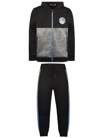 φόρμα φούτερ με ζακέτα με απαλό χνούδι εσωτερικά - μαυρο