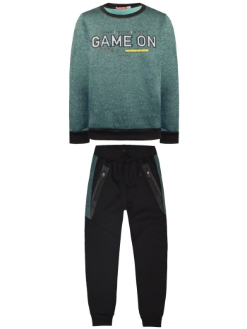 σετ φούτερ φόρμα με τύπωμα για αγόρι - μαυρο