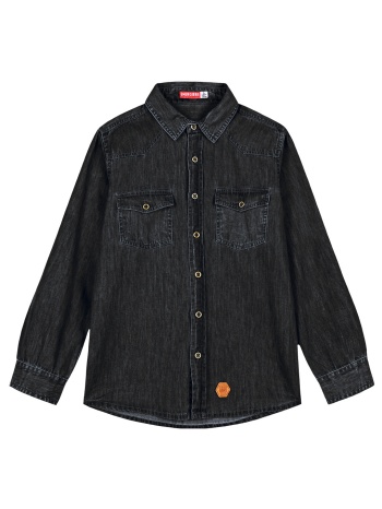 τζην πουκάμισο με τσέπες για αγόρι - μαυρο τζην