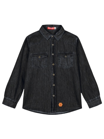 τζην πουκάμισο με τσέπες για αγόρι - μαυρο τζην