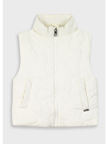 αμάνικο μπουφάν γιλέκο για κορίτσι - κρεμ σε προσφορά