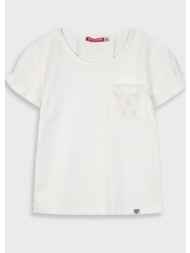 μπλούζα με τσέπη για κορίτσι - κρεμ 16-225214-5