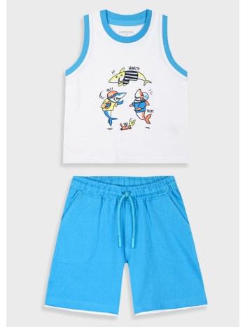 σετ με τύπωμα για αγόρι - τυρκουάζ 12-225191-0 σε προσφορά