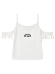 μπλούζα με τύπωμα για κορίτσι - κρεμ 16-225239-5