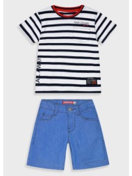 σετ με ριγέ μπλούζα για αγόρι - μπλε τζην 12-225103-0