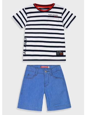 σετ με ριγέ μπλούζα για αγόρι - μπλε τζην 12-225103-0 σε προσφορά