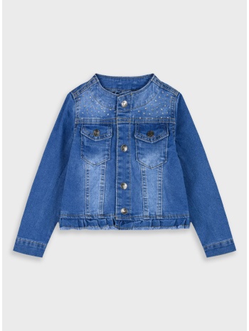 παιδικό τζην μπουφάν με στρας για κορίτσι - μπλε τζην