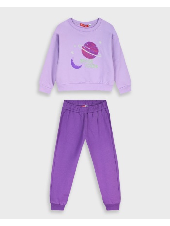 φούτερ φόρμα με τύπωμα - μωβε 15-125386-0