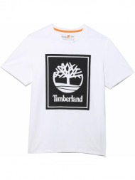 t-shirt timberland stack logo tb0a6cbt λευκο/μαυρο