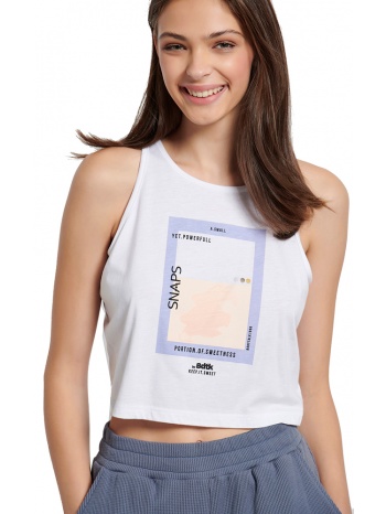 αμανικη μπλουζα bodytalk smudge cropped top λευκη σε προσφορά