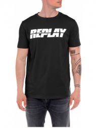 t-shirt replay with lettering print m6469 .000.2660 098 μαυρο