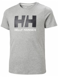 μπλουζα helly hansen jr logo t-shirt γκρι μελανζε