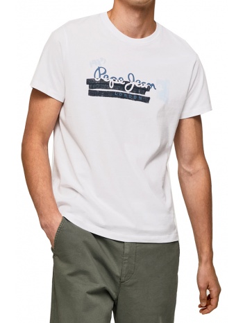 t-shirt pepe jeans rafa with brushes logo pm508673 λευκο σε προσφορά
