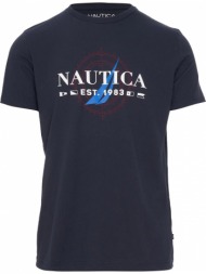 t-shirt nautica graphic logo v35700 4nv σκουρο μπλε