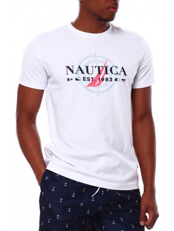 t-shirt nautica graphic logo v35700 1bw λευκο σε προσφορά