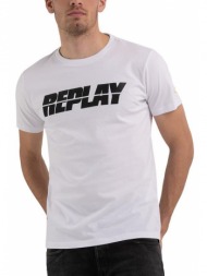 t-shirt replay with lettering print m6469 .000.2660 001 λευκο