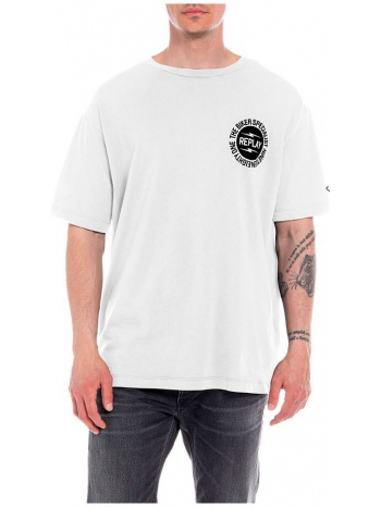 t-shirt replay with biker print m6488 .000.22658lm 001 λευκο σε προσφορά