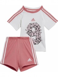 σετ adidas performance lil 3-stripes sporty set λευκο/ροζ