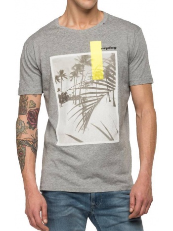 t-shirt replay with beach print m3010 .000.2660 γκρι μελανζε σε προσφορά