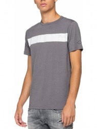 t-shirt replay with contrasting stripe m3364 .000.2660 496 γκρι
